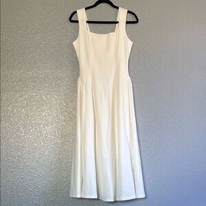 White Square Neck Midi Dress